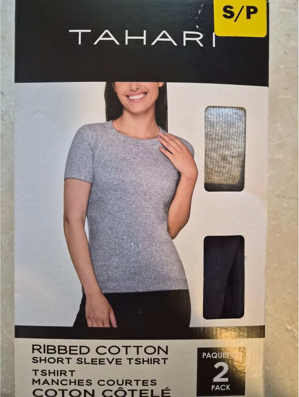 Tahari Ribbed Cotton Short Sleeve T-Shirt 2-Pack - Size Small/Petite 0227